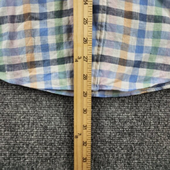 Brooks Brothers All Linen Button Up Short Sleeve Small Regent Colorful Check Men - Picture 4 of 12